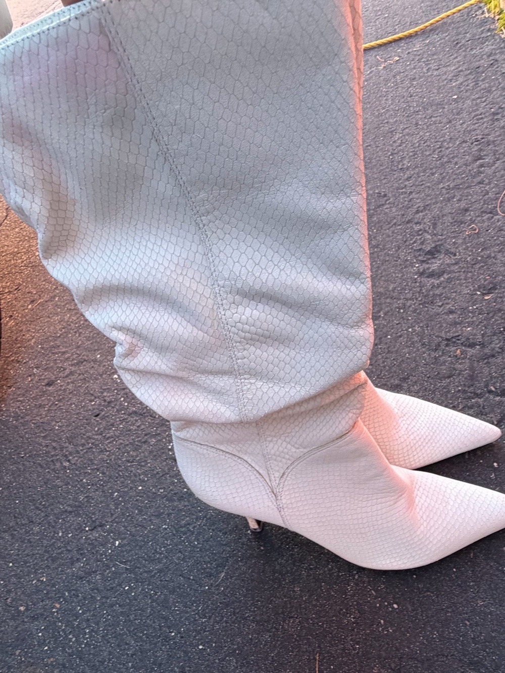 Women's Pointed-Toe Knee-High Boots in white